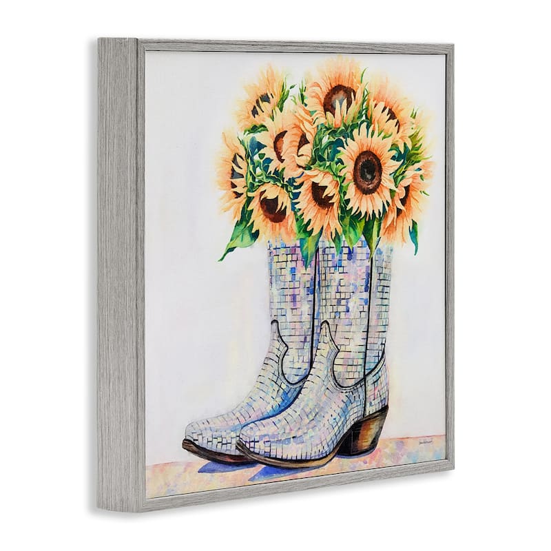 Stupell Sunflower Filled Cowgirl Boots Framed Giclee Art Design By Amanda Greenwood