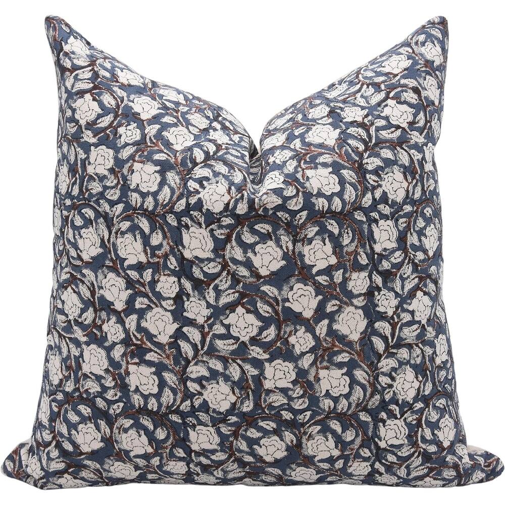 Fabdivine Cotton Hand Block Floral Hiddden Zipper Fall or Farmhouse Décor Pillow Case