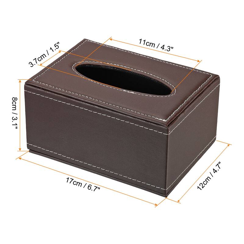 6.7x4.7x3.1" Tissue Box Cover, PVC Leather Waterproof Napkin Dispenser