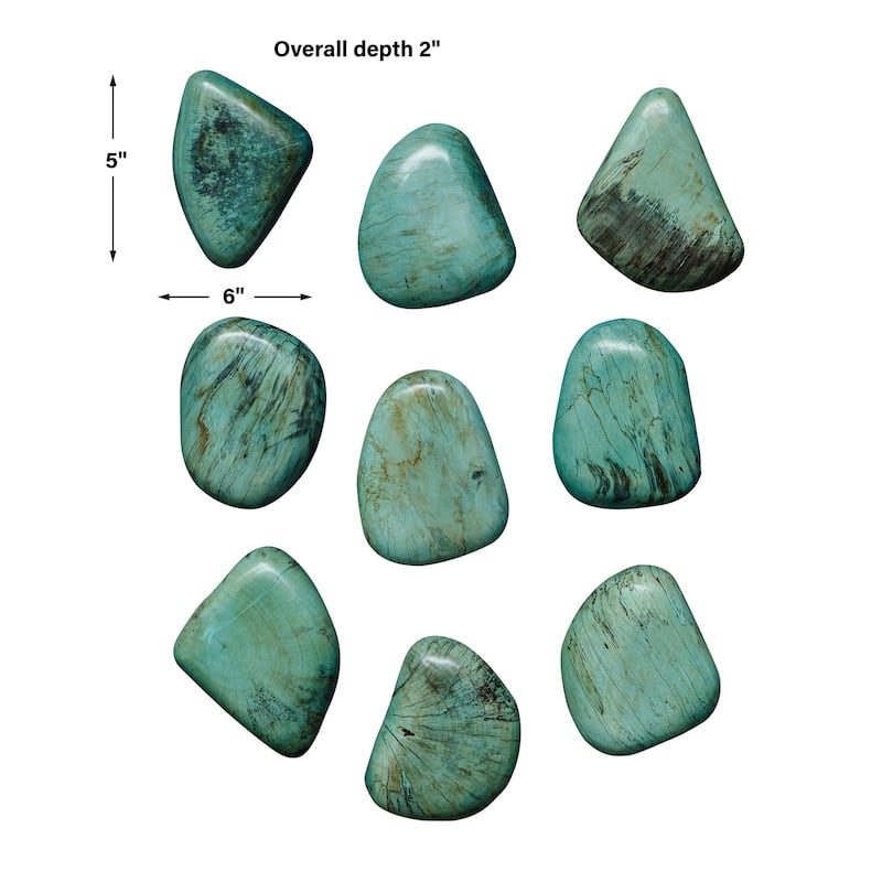 Uttermost Pebbles Aqua Wood Wall Decor, Set Of 9