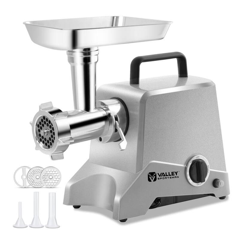 Anmytek Heavy Duty Stainless Steel Electric Meat Grinder with Sausage Stuffer Tube Grinding Plates ETL Approved - 15.74 in×8.03 in×14.68 in