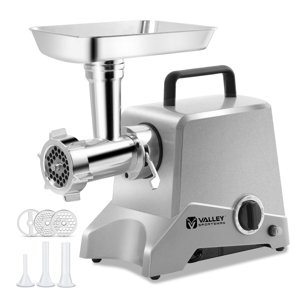 Anmytek Heavy Duty Stainless Steel Electric Meat Grinder with Sausage Stuffer Tube Grinding Plates ETL Approved