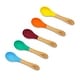 preview thumbnail 1 of 4, Baby Spoons Regular Scoop Bamboo and Silicone Assorted with Blue or Pink Spoon Blue