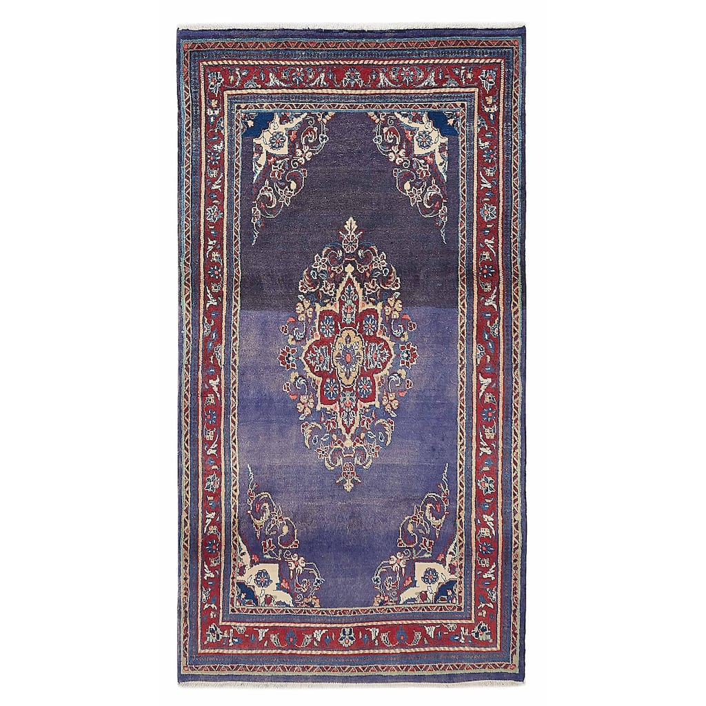 ECARPETGALLERY Hand-knotted Andelz Navy Wool Rug - 4'2 x 8'0