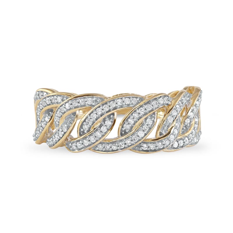 1/4ct TDW Diamond Cuban Link Ring in 10K Gold for Men
