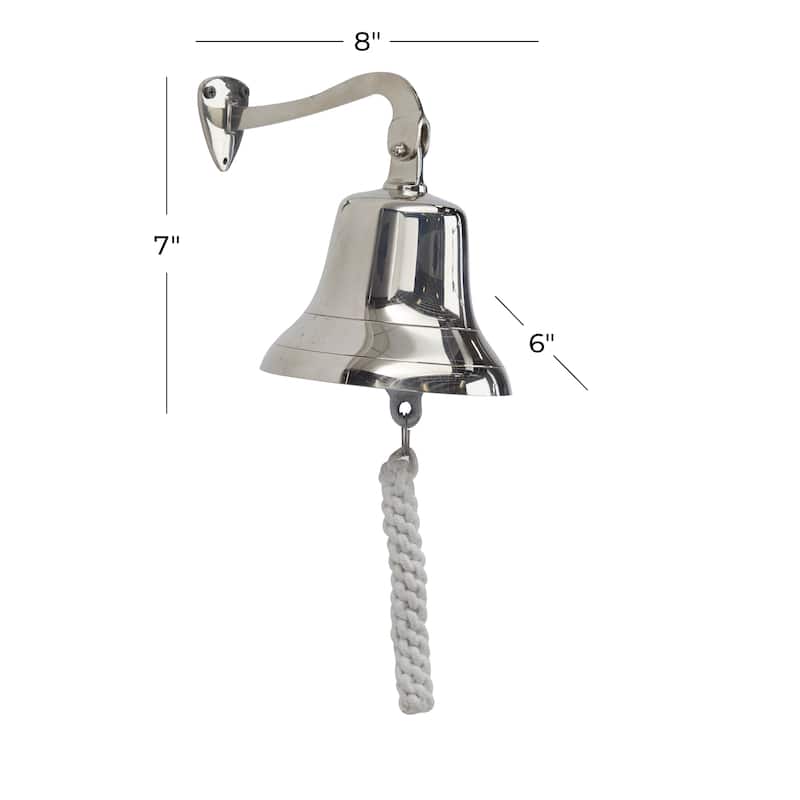 Silver, Gold or Brass Bell Decorative Bell with Rope Detailing - 6 x 8 x 7