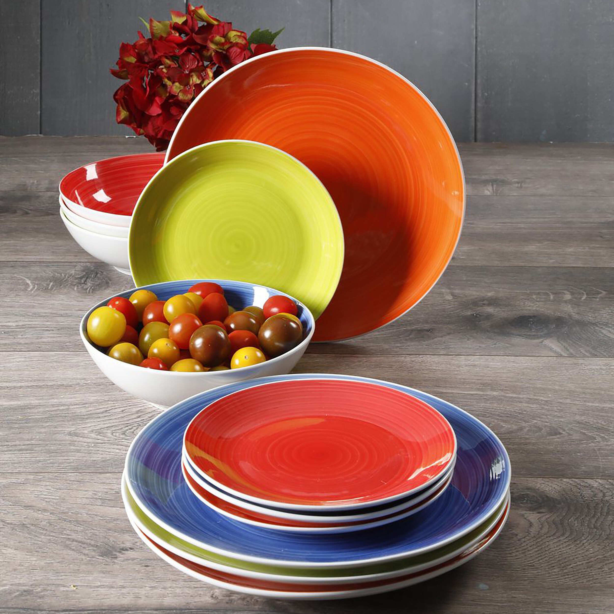 Hometrends Crenshaw 12 Piece Fine Ceramic Dinnerware Set in Assorted Colors Bed Bath Beyond 39855758