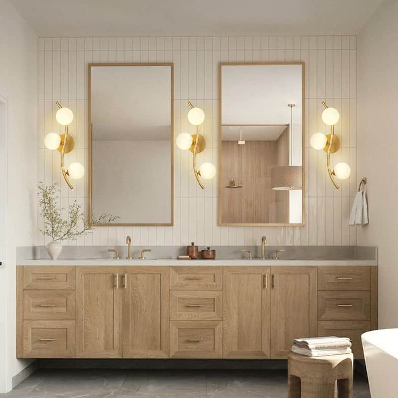 Versatile 3-Light White Glass Globe Wavy Ceiling Light Vanity Sconce