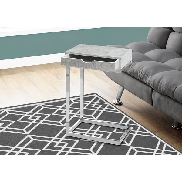 Chrome Metal Grey Cement Accent Table With A Drawer Bed Bath & Beyond
