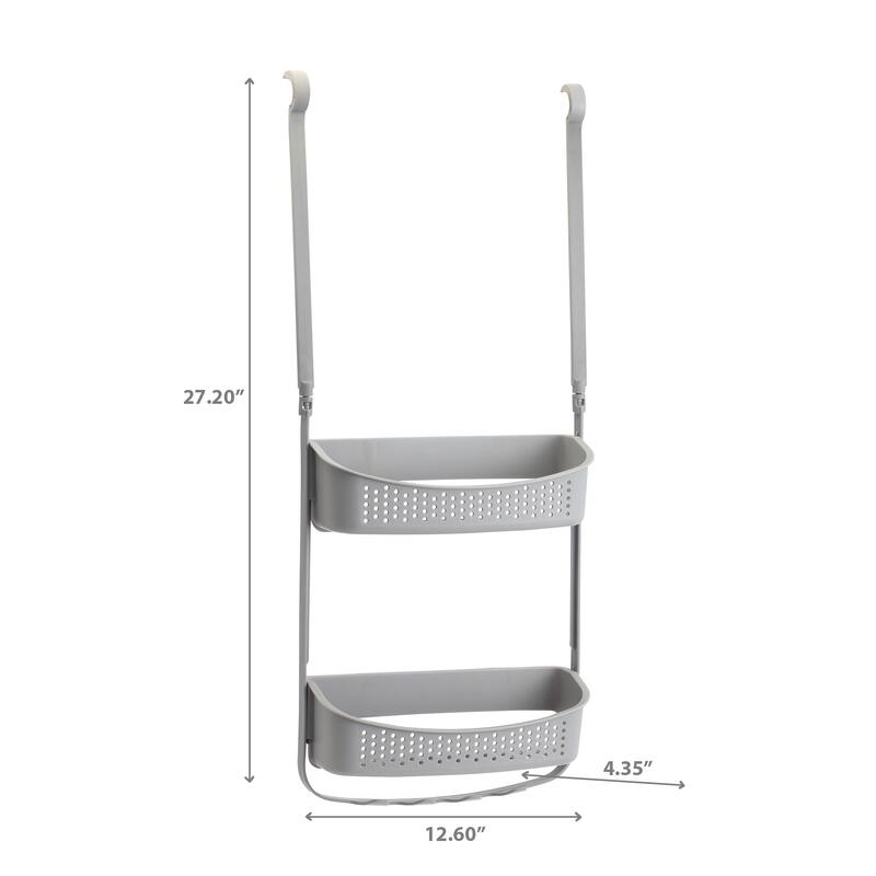 IH Casa Decor Over The Door 2 Tier Shower Caddy Gray