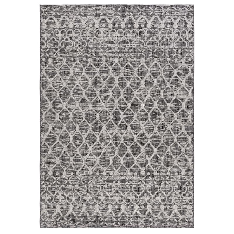 SAFAVIEH Courtyard Jancee Transitional Rug - 6'7" x 9'6" - Black/Grey