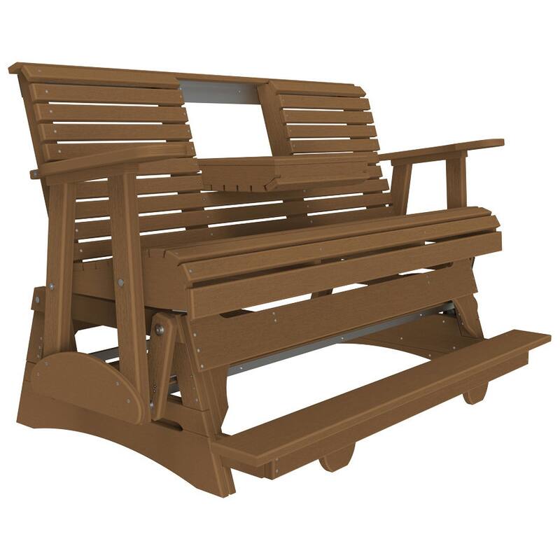 Poly Lumber Plain Rollback Balcony Glider - 5' - Antique Mahogany Woodgrain