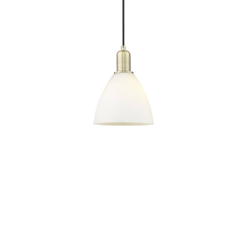 Innovations Lighting 716-1P-11-8 Bristol Pendant Bristol 8" Wide Mini - Antique Brass / Matte White