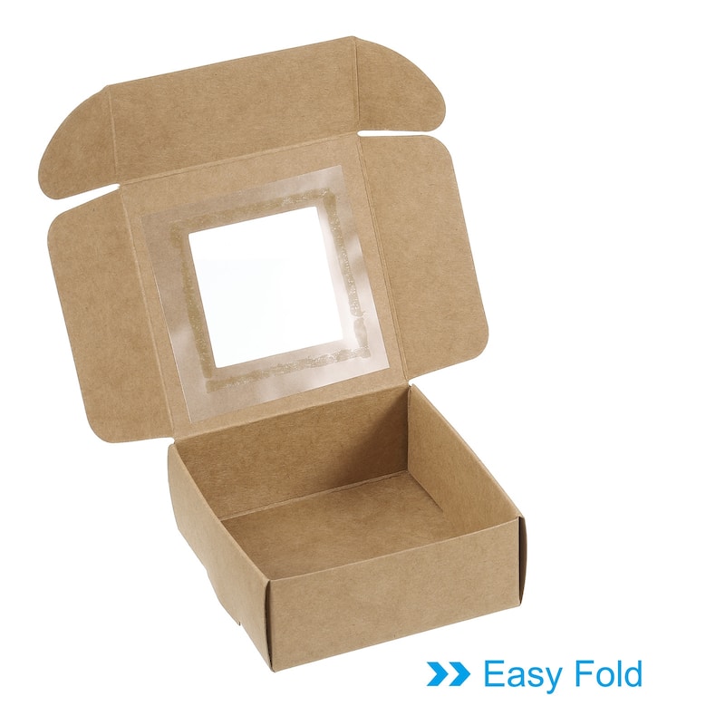 3.5"x3.5"x1.5" Paper Soap Box with Window, 30 Pack Soap Boxes Square, Brown