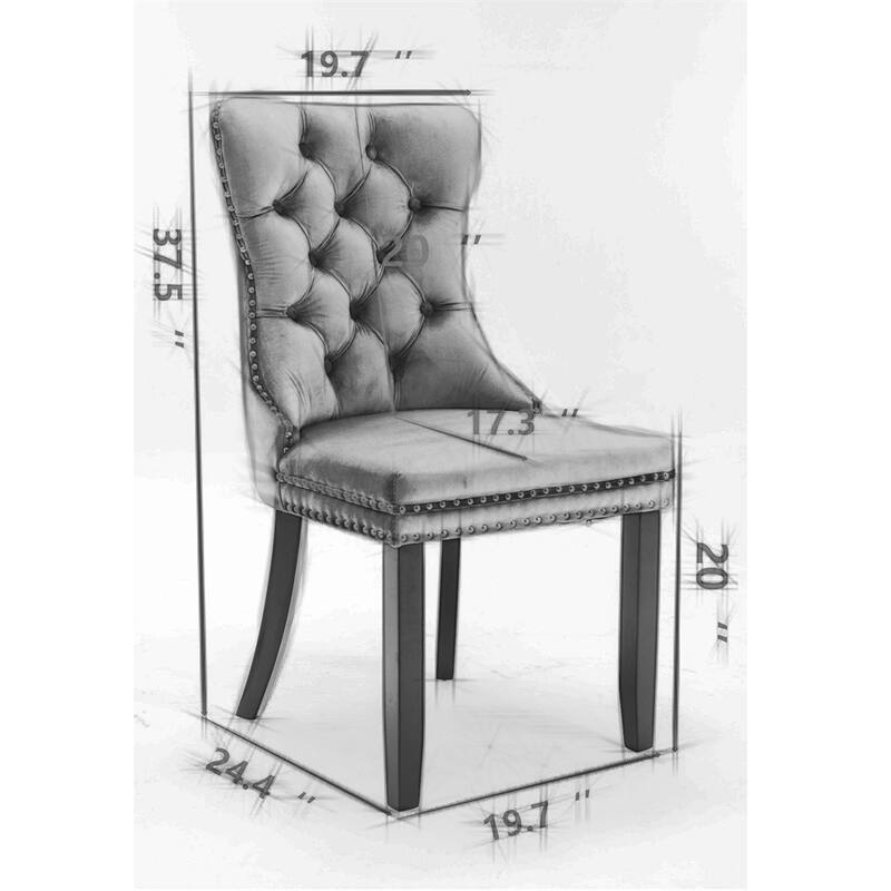 High-end Tufted Solid Wood Flax Upholstered Linen Dining Chair,2 PCS