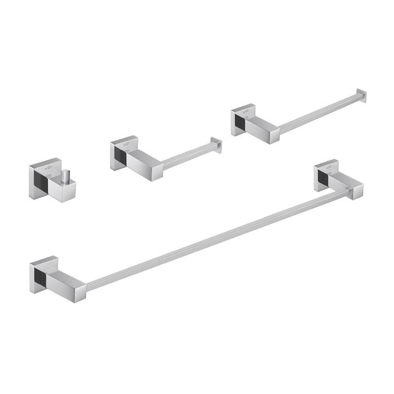 Cube 4 Piece Bathroom Hardware Set - Chrome