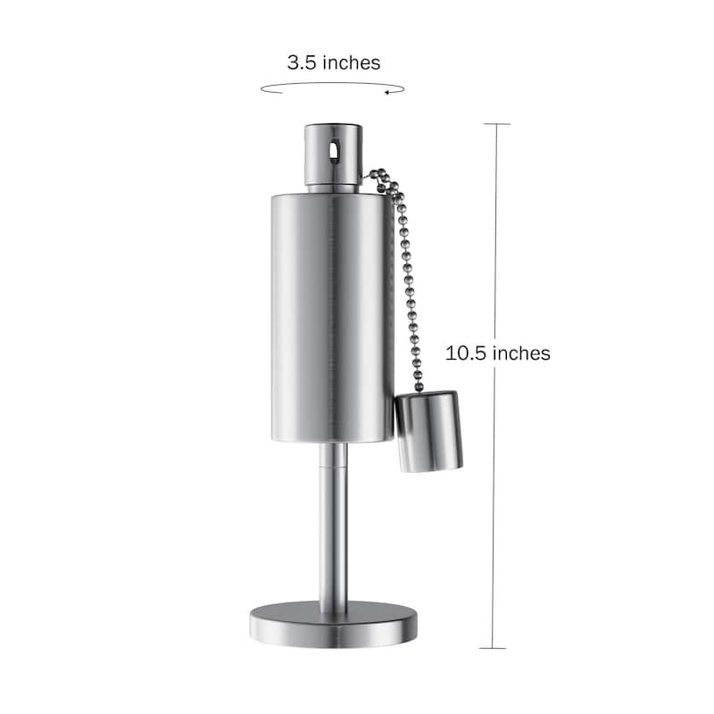 Tabletop Torch Lamp- 10.5" Stainless Steel Outdoor Fuel Canister Flame Light for Citronella Pure Garden