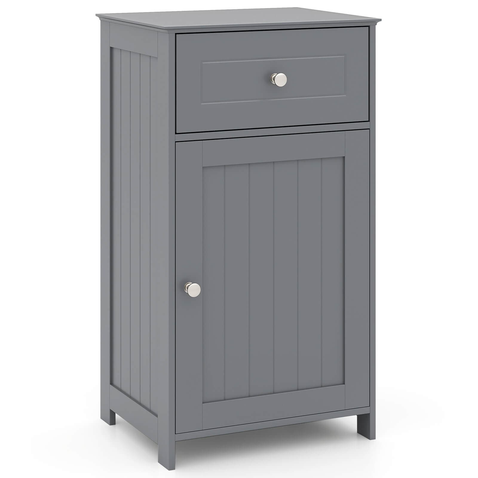 Costway White Floor Storage Cabinet Bathroom Organizer Cupboard Drawer