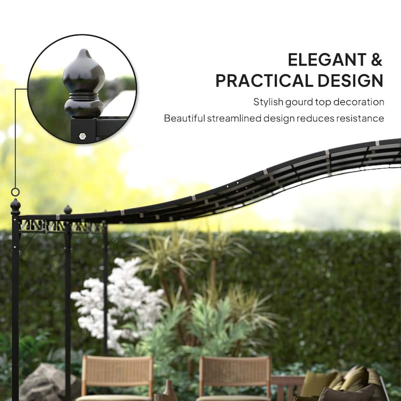 Metal Lean-To Pergola with Curved Design and Rain Protection