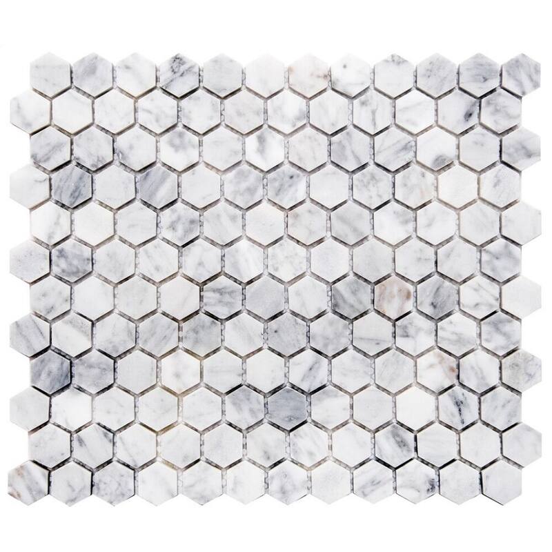 The Tile Life Santorini Honeycomb 1x1 Carrara Marble Floor & Wall Tile