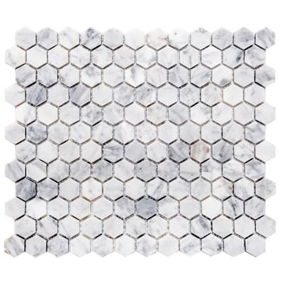 The Tile Life Santorini Honeycomb 1x1 Carrara Marble Floor & Wall Tile