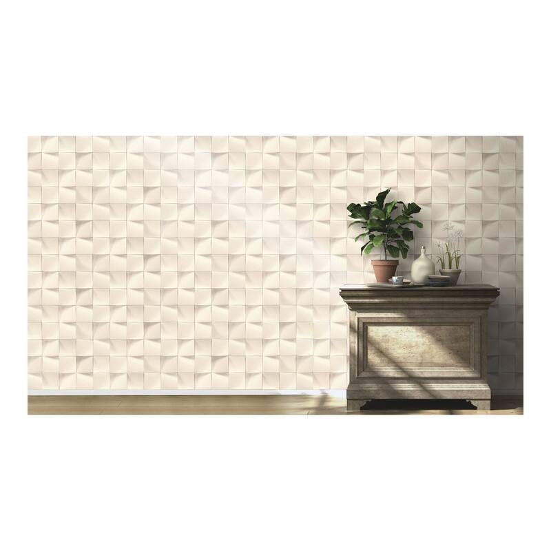 Eyre White Three-Dimensional Geometric Wallpaper - 20.5 x 396 x 0.025