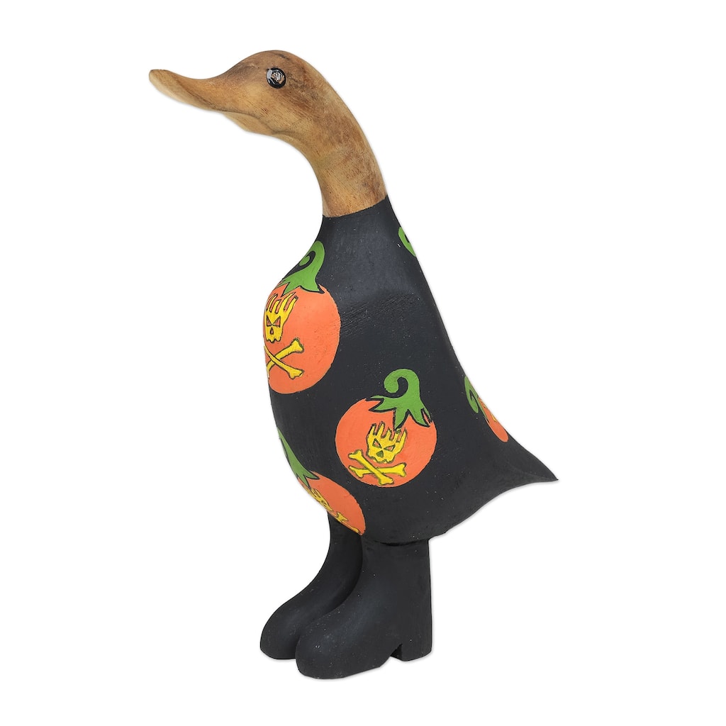 Novica Handmade Halloween Duck Bamboo Root And Teak Figurine
