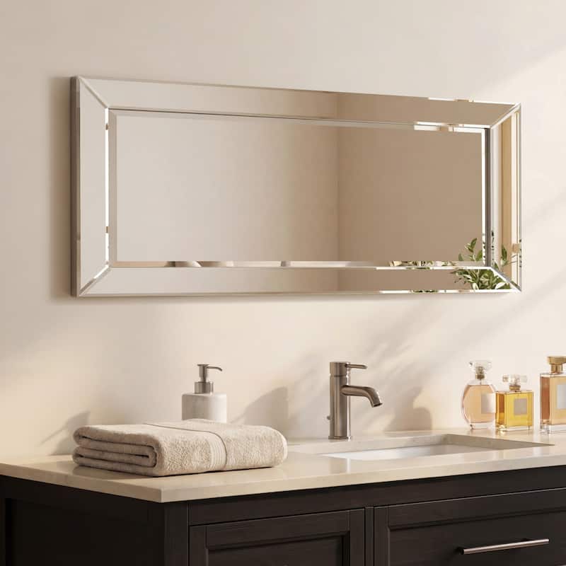 Beveled Rectangular Clear HD Wall Mounted Mirror for Bathroom, Vanity, Bedroom Mirrors, 3 sizes