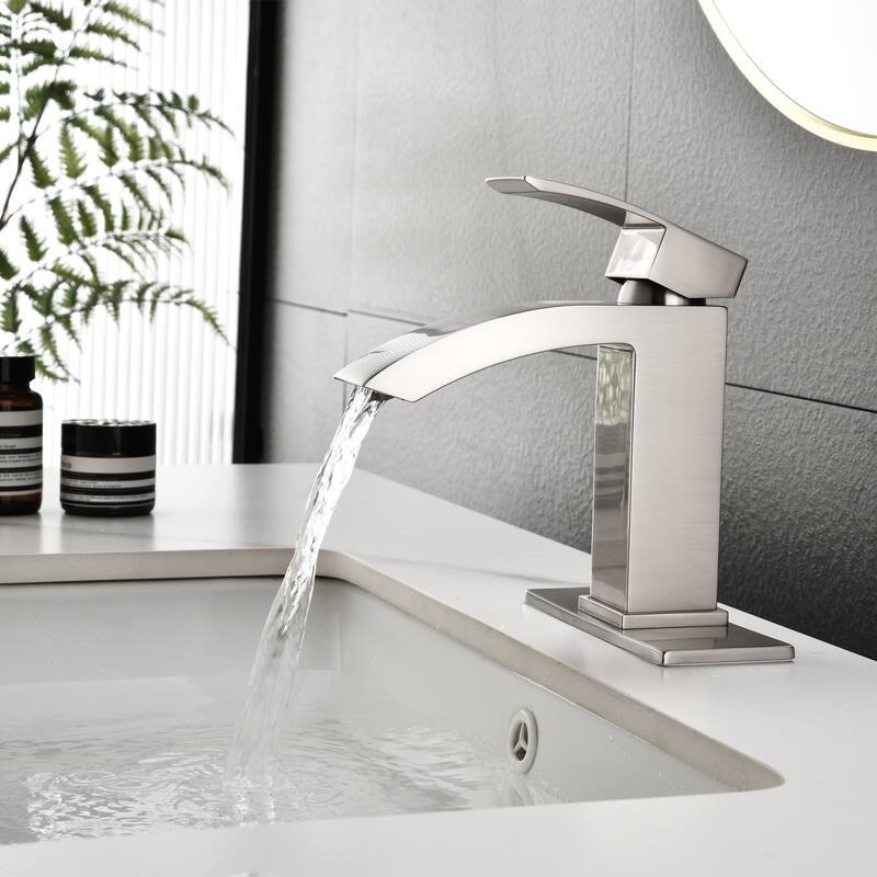6.54"H Solid Brass Single Handle Single Hole Bathroom Waterfall Faucet