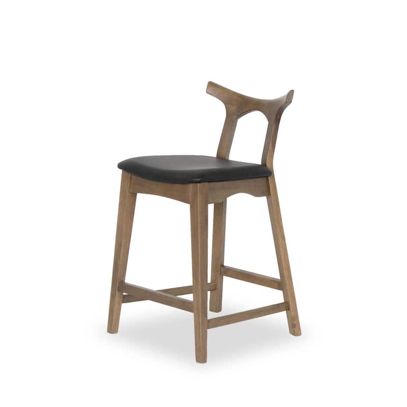 Bar Stools Set of 2, Solid Wood Upholstered Square Bar Chair