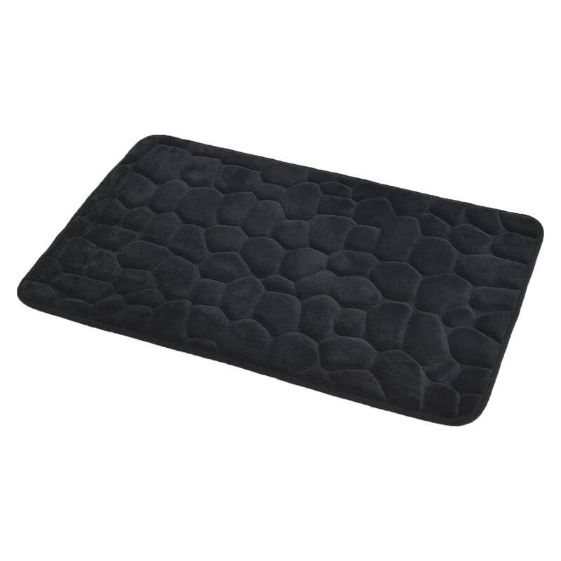 Memory Foam Bath Mat Pebble Design 32x20 - Black