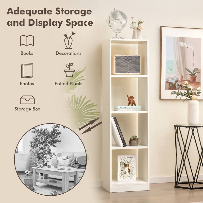 Gymax 5-Tier Bookshelf Corner Bookcase Storage Display Organizer w/ 4