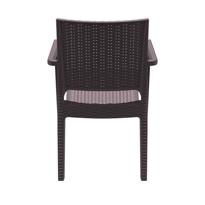 34" Brown Wickerlook Patio Stackable Dining Chair