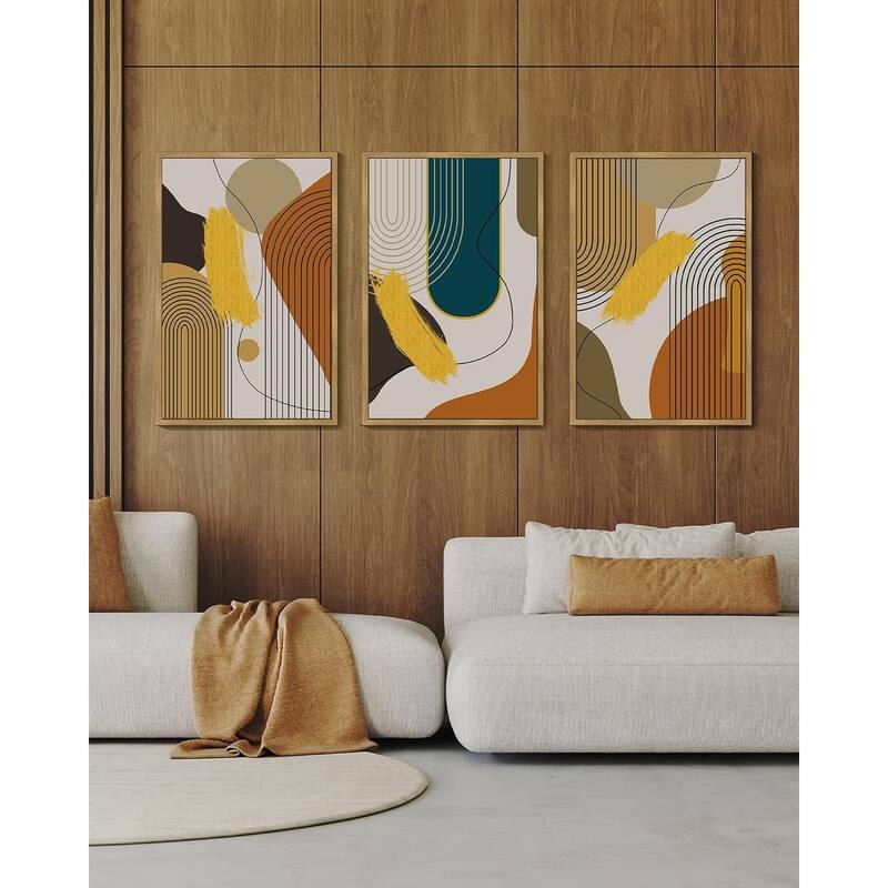 Abstract Framed Wall Art Modern Minimalist Luxury Gold Line Artwork