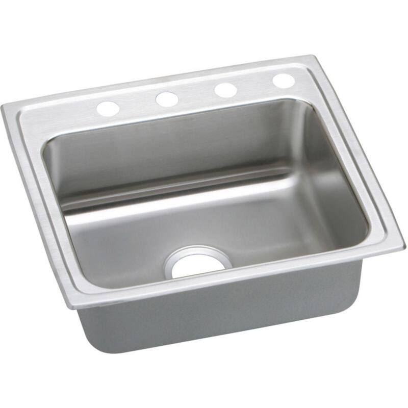 Elkay Celebrity 25-In 20 Gauge Stainless Steel Single-Bowl Drop-In Kitchen Sink - Four holes