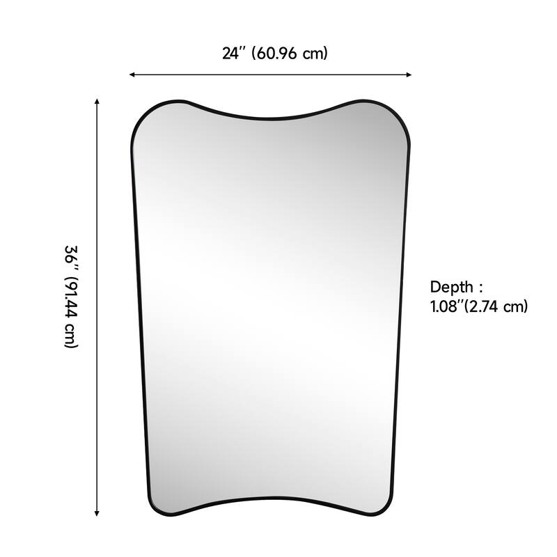 JONATHAN Y Alfie Irregular Metal Framed Wall Mounted Mirror with Flat Bottom