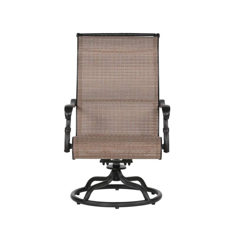 Yorkshire 7 Piece Aluminum Rectangle Dining Set with 6 Sling Swivel Chairs
