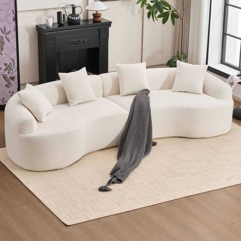 Compression Modular 110 inch Sectional Curved Boneless Sofa - Beige