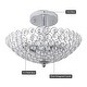 preview thumbnail 6 of 11, Chrome Bowl-shaped Crystal Flush Mount Ceiling Fixture Chandelier - 11.8x11.8x8.7"