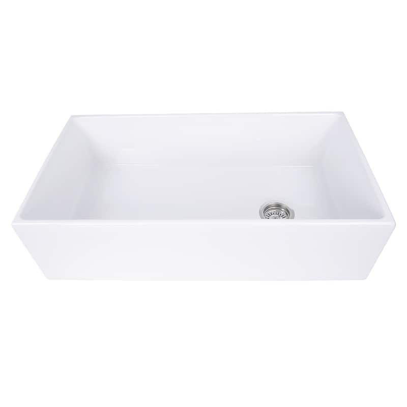 Highpoint Collection 36-inch Fireclay Farmsink with Grid and Drain - 36" x 19" x 10" - 36" x 19" x 10"