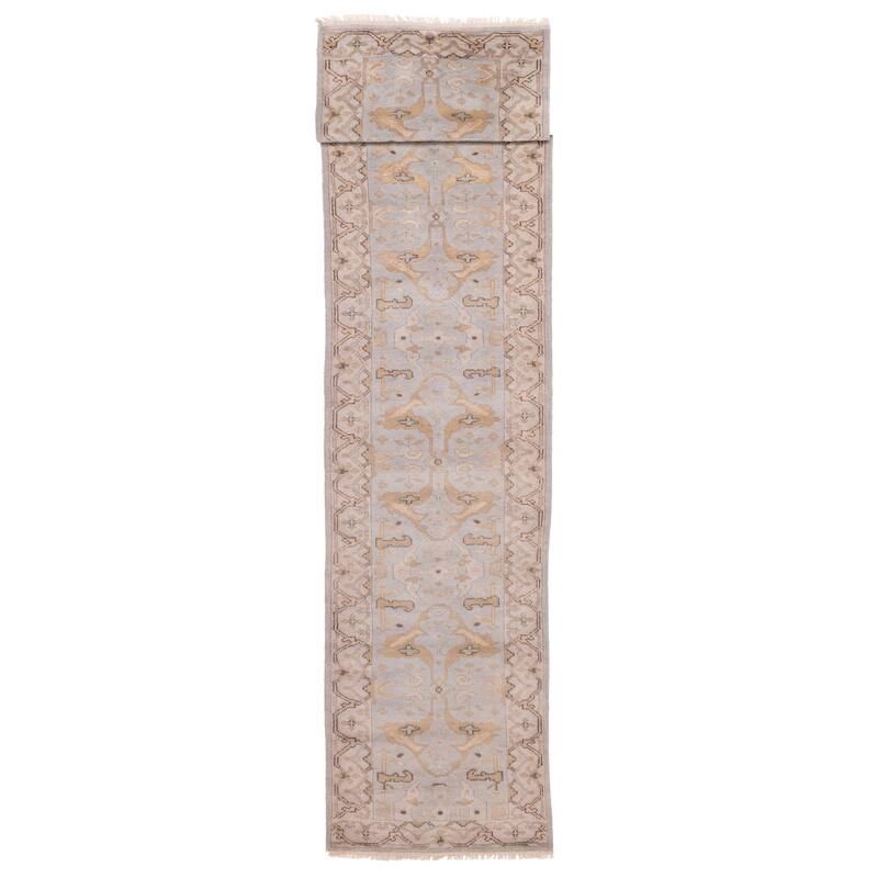 ECARPETGALLERY Hand-knotted Royal Oushak Light Blue Wool Rug - 3'1 x 20'3