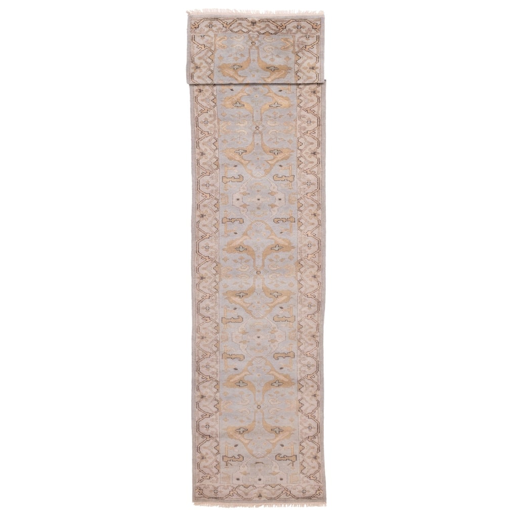 ECARPETGALLERY Hand-knotted Royal Oushak Light Blue Wool Rug - 3'1 x 20'3