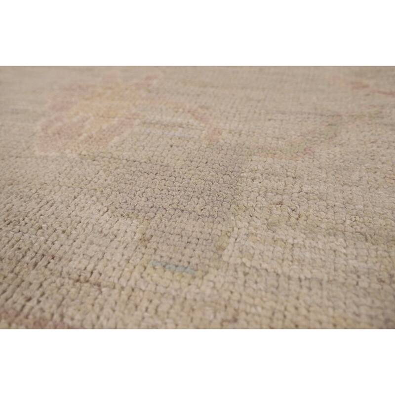 Vegetable Dye Oushak Area Rug Handmade Beige Wool Carpet - 8'11" x 12'0"