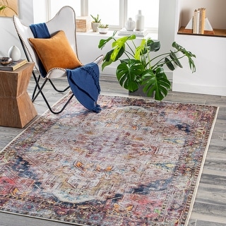 Livabliss Arie Traditional Medallion Machine Washable Area Rug