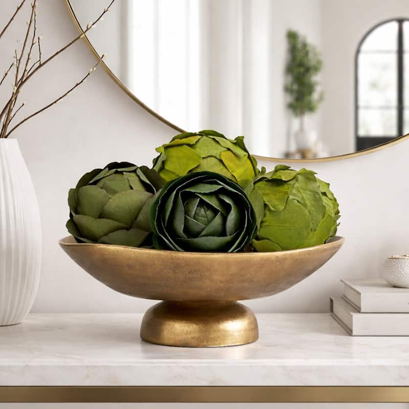 4 Preserved Leaves Decorative Orbs Bowl Filler – Green - Set of 4