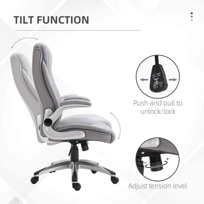 High Back Executive Office Chair, Faux Leather Computer Desk Chair with Lumbar Support, Ergonomic Home Office Chair - N/A