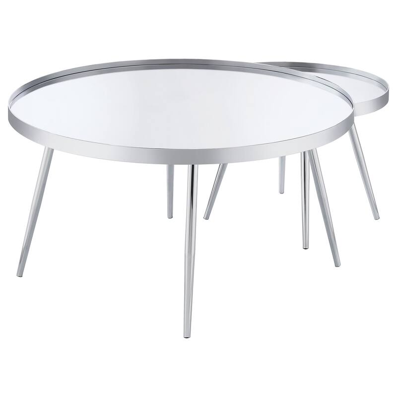 Kaelyn 2-Piece Round Mirror Top Nesting Coffee Table