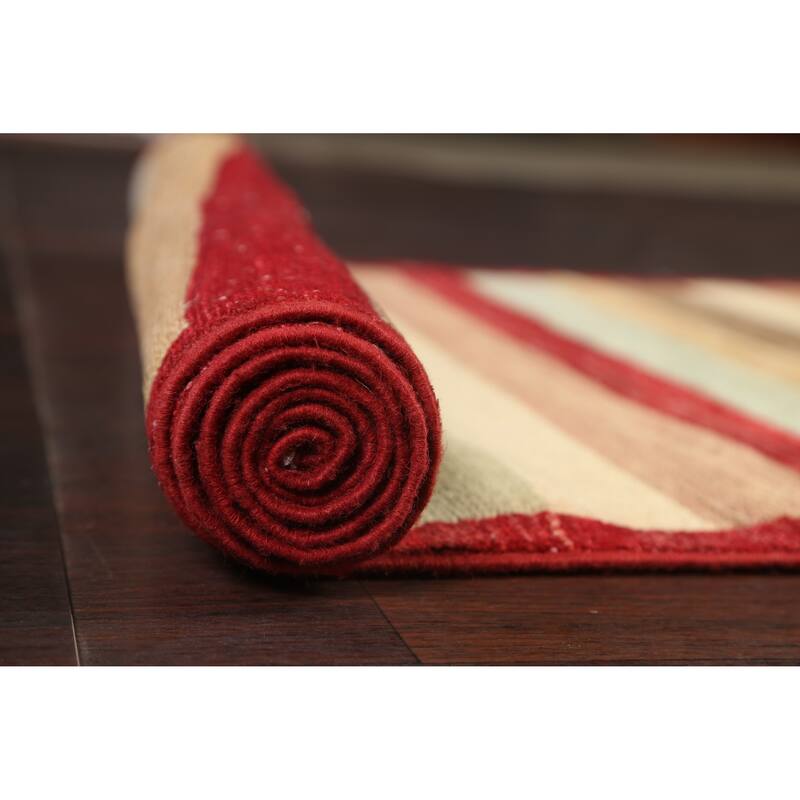 Striped Gabbeh Kashkoli Oriental Wool Runner Rug Hand-knotted Carpet - 2'9" x 7'11"