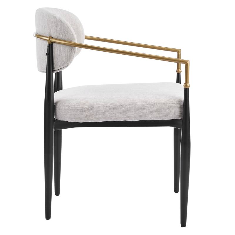 Christopher Knight Home - GlamCore Modern Upholstered Metal Base Dining Chairs with Gold Accents