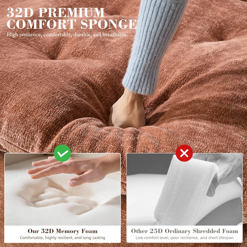 Rossetta L-Shaped Modular Chenille Cushioned Extreme Comfort Sofa with Detachable Backrest and Armrests, 1 Removable Ottoman